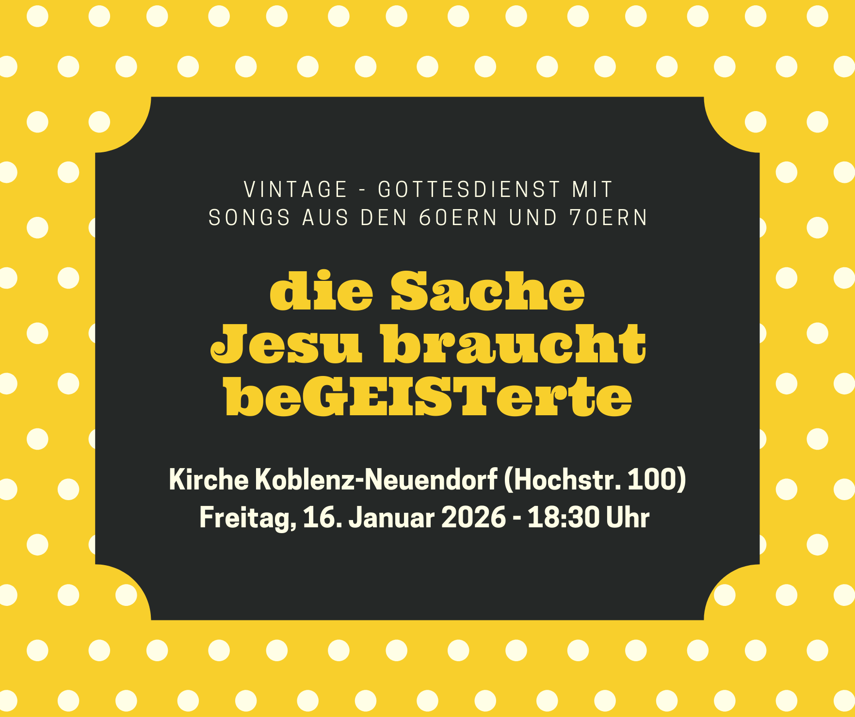 70er Polka Tupfen Klassentreffen Facebook-Post